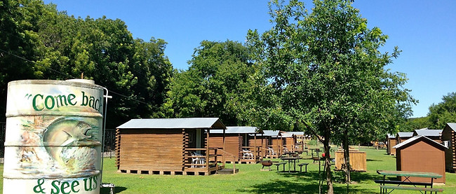 Rustic cabins in the woods